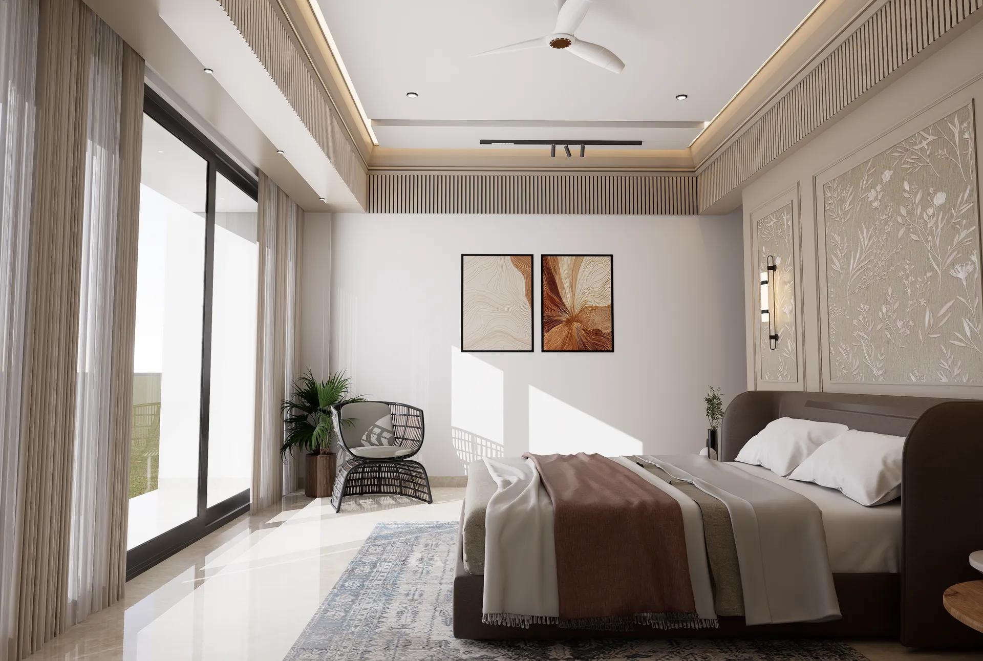 Luxury bedroom interior design with custom wardrobe — Arch X Studio Bengaluru